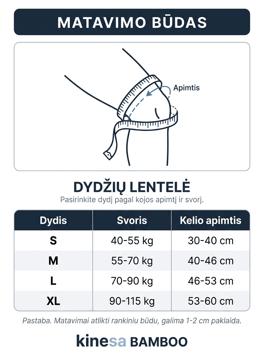 KINESA dydžių lentelė