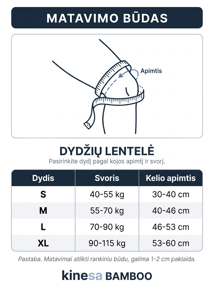 KINESA dydžių lentelė